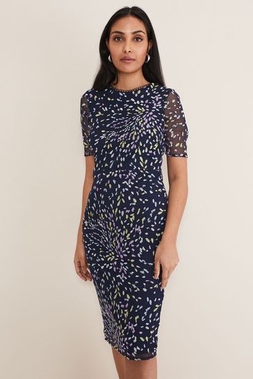 Phase Eight Petite Blue Aileena Embroidered Dress
