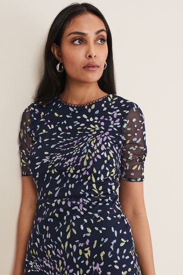 Buy Phase Eight Petite Blue Aileena Embroidered Dress from Next