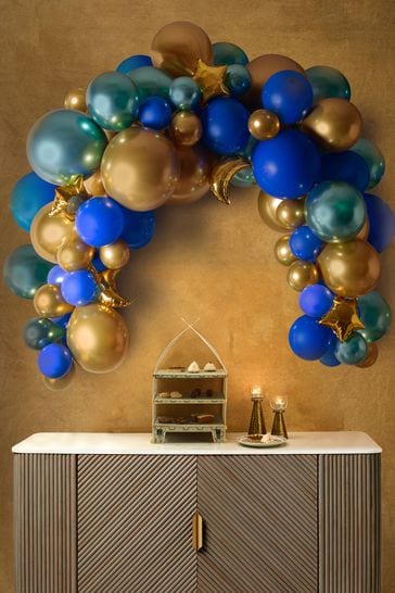 Green/Navy Blue/Gold Eid 75 Piece Balloon Arch