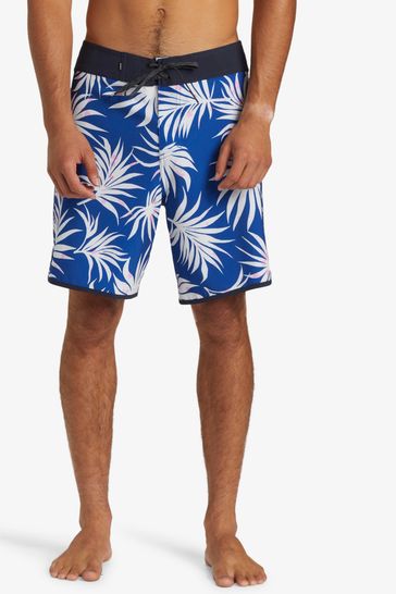 Quicksilver Blue Leaf Print Surfsilk Board Shorts