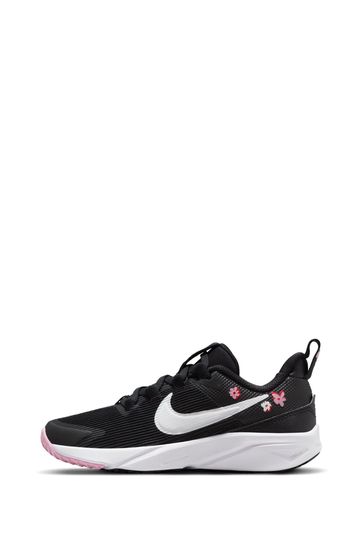 Buy Nike Black White Floral Junior Star Runner 4 Trainers from Next Hungary