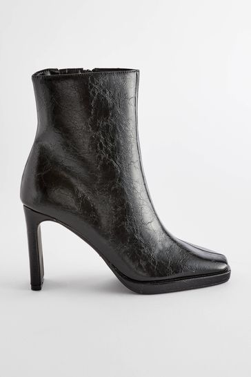 Black crinkle effect ankle boots hot sale