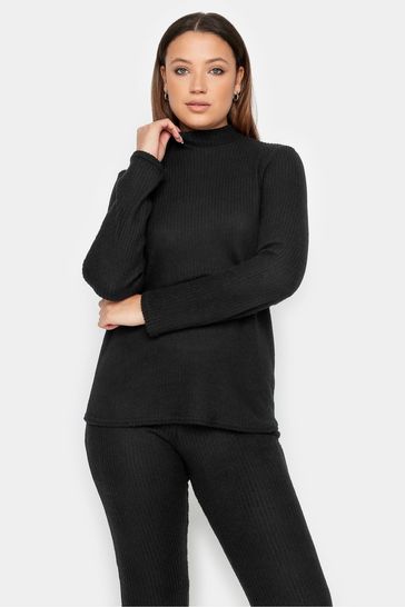 Long Tall Sally Grey Ribbed High Neck Top