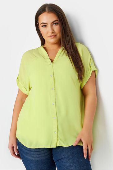 Yours Curve Green Half Placket Blouse