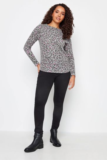 M Co Natural Petite Leopard Print Roll Neck Jumper