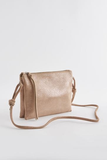 Gold Leather Cross-Body Bag
