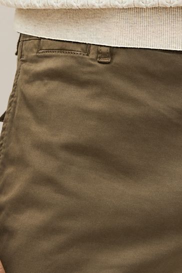 Tan Brown Slim Fit Premium Laundered Stretch Chinos Trousers