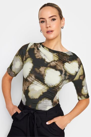 Long Tall Sally Brown Printed Draped Top