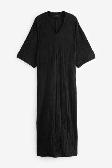 Black v neck sales t shirt dress