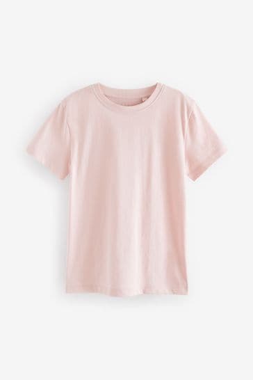 Camiseta rosa neutro de manga corta de algodón (3-16 años)