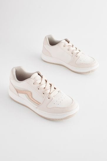 Neutral Gold Lace-Up Trainers