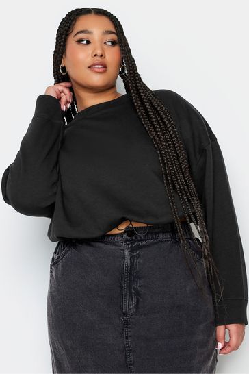 Yours Curve Black Cropped Sweatshirt