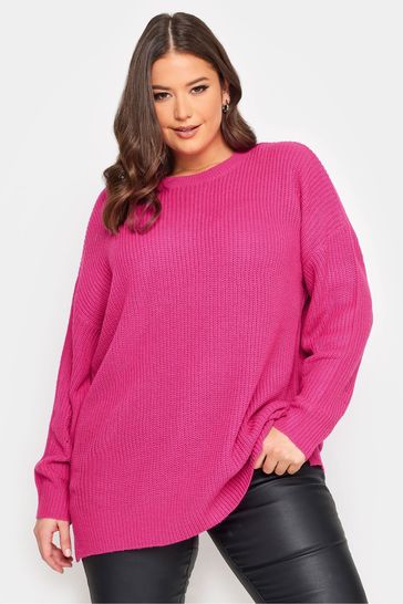 Yours Curve Pink Drop Shoulder Jumper