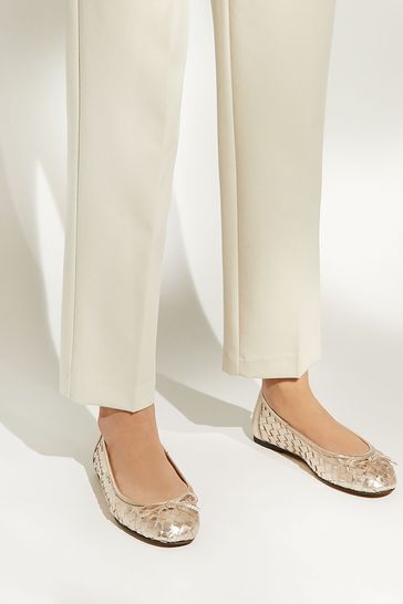 Dune gold flat shoes discount