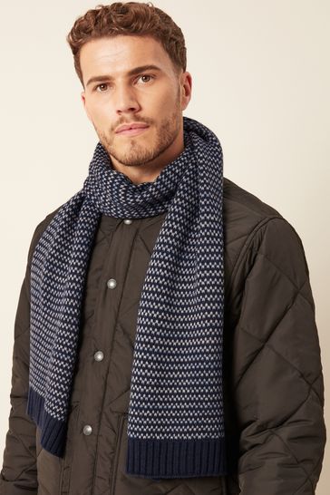 Navy Blue Textured Knitted Scarf