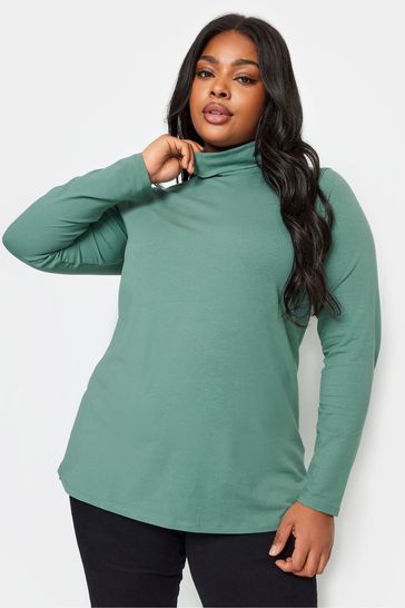 Yours Curve Green Turtle Neck T-Shirt