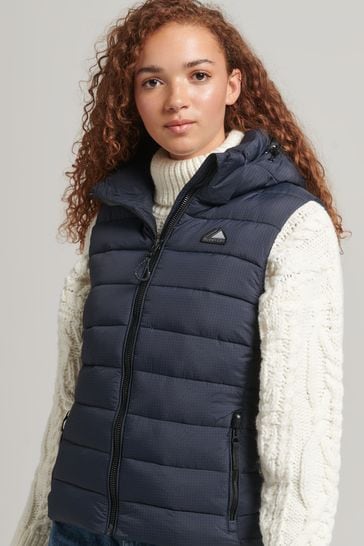 Superdry Blue Hooded Classic Padded Gilet