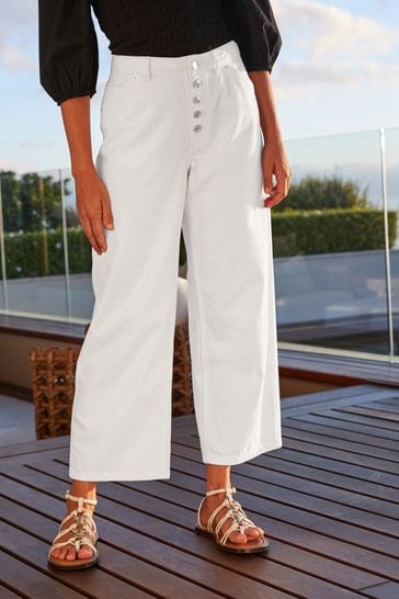 Cropped wide hotsell leg white jeans