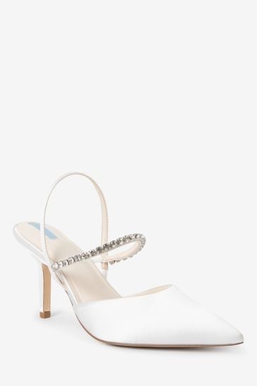 Buy Ivory Ivory Forever Comfort Wedding Satin Jewel Slingback