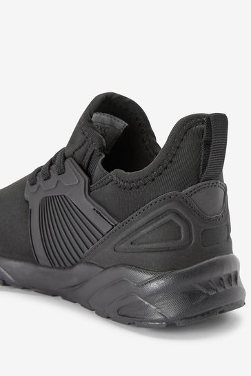 Black elastic top lace trainers