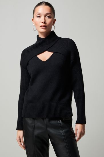 Black Cross Neck Detail Jumper