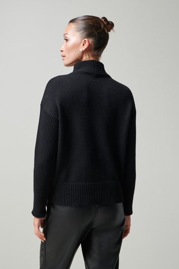 Buy Black Cross Neck Detail Jumper from Next Luxembourg