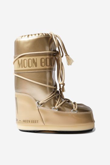 Girls Gold Vinyl Snow Boots
