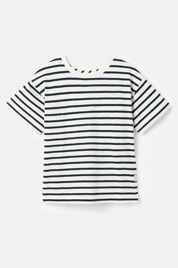 Joules Laundered Stripe Cream & Navy Short Sleeve Stripe T-Shirt