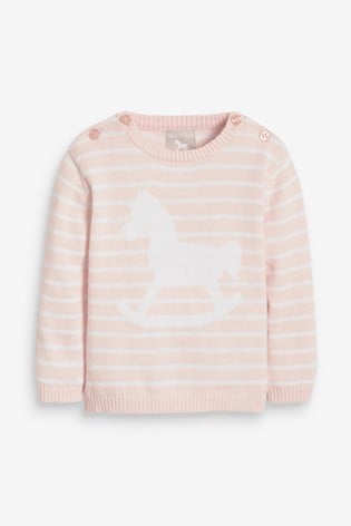 The Little Tailor Pink/White Knit Jumper