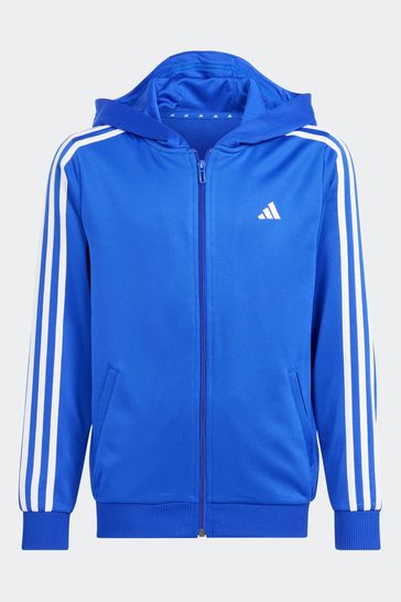 Adidas jacket blue with white stripes new arrivals