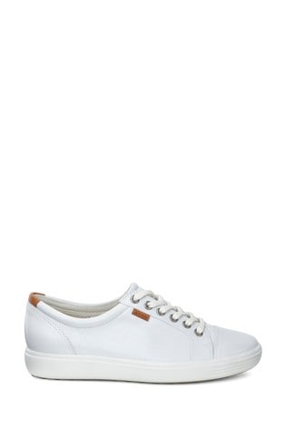 ECCO® White Soft 7 W Leather Lace Trainers
