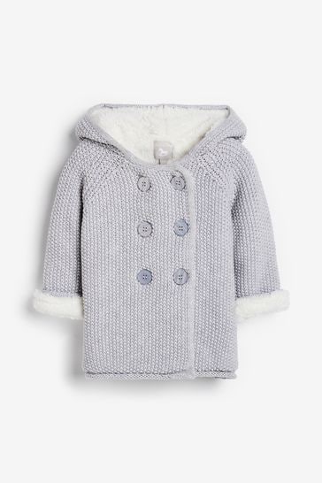 The Little Tailor Grey Baby Plush Lined Pram Coat
