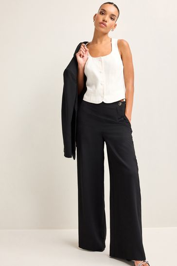 Black Tailored Crepe Super Wide Trousers