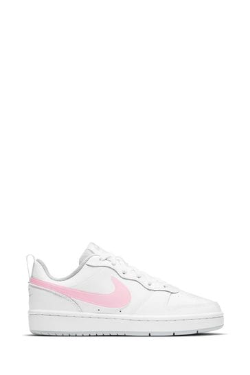 Nike White/Pink Court Borough Low Youth Trainers