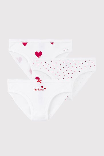 Petit Bateau White/Red Heart Underwear 3 Pack