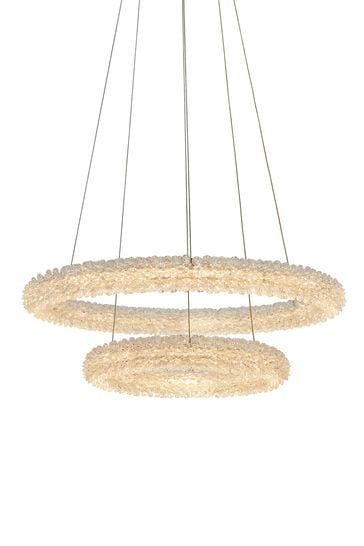 Gallery Home Silver Nicole 2 Ring LED Ceiling Light Pendant