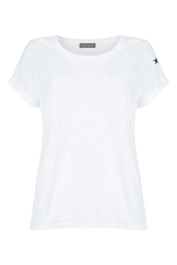 Mint Velvet White Cotton Star T-Shirt 