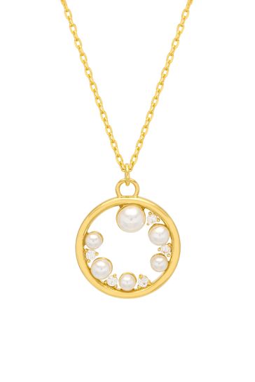 Gold circle charm on sale necklace