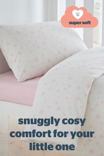 Silentnight Pink Kids Safe Nights Pink Star Cot Bed Duvet Cover and Pillowcase Set