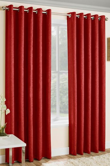 Enhanced Living Red Vogue Ready Made Blockout Eyelet Curtains