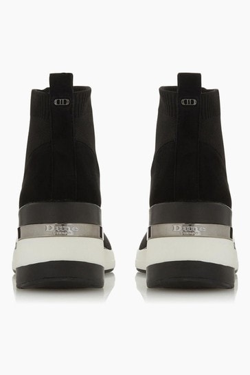 Buy Dune London Womens Black Engel Mid Wedge Sock Trainers from