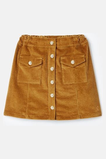 Joules Victoria Tan Kness Length Corduroy Skirt
