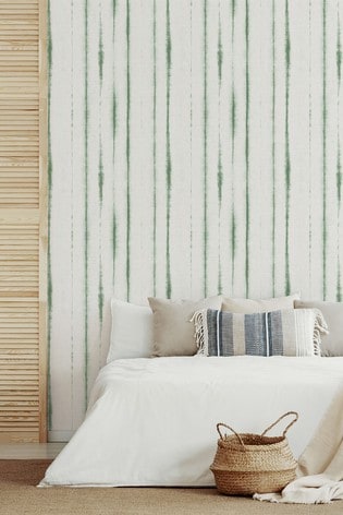 A Street Green Orleans Stripe Wallpaper