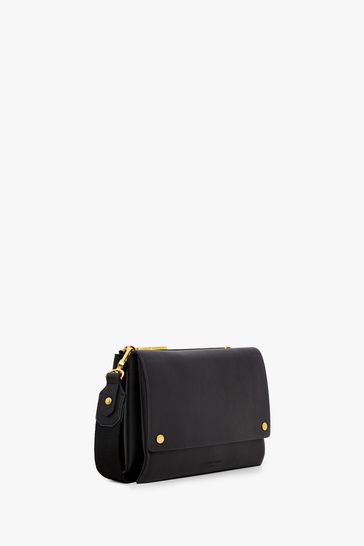 Jasper Conran London Dahlia Pu 3 Section Flap Over Black Bag