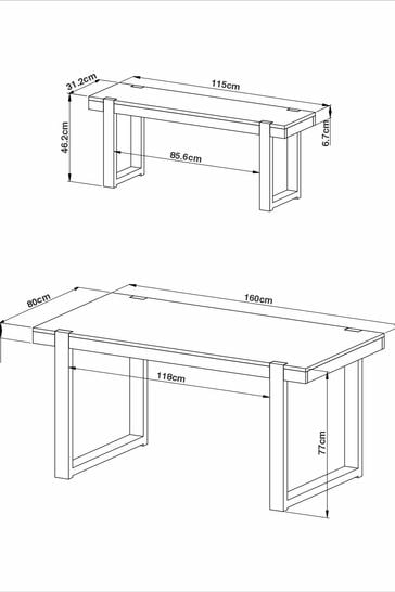 Jefferson dining table and bench shop set