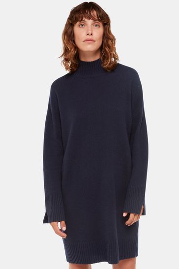 Whistles Blue Amelia Wool Knitted Dress