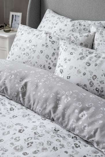 Sam Faiers Silver Delilah Animal Print Cotton Duvet Cover and Pillowcase Set