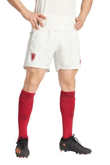 adidas White Manchester United Third Authentic Shorts 2023-24
