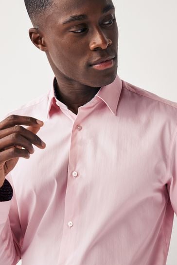 Buy Light Pink Regular Fit Single Cuff Four Way Stretch Shirt from