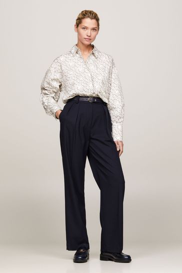Tommy Hilfiger Blue Relaxed Straight Leg Trousers
